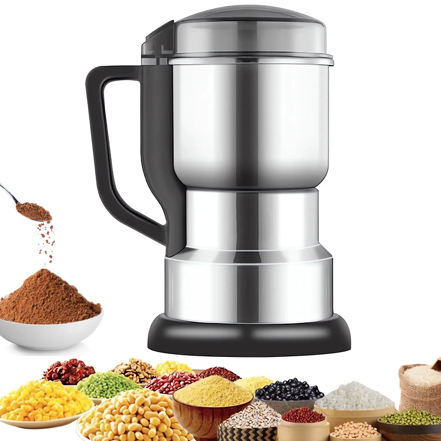 400W High-Power Multifunctional Electric Powder Breaker, Food-Grade Dry Grain Mill & Coffee Equipment, Safe Fast-Grinding Kitchen Specialty Appliance