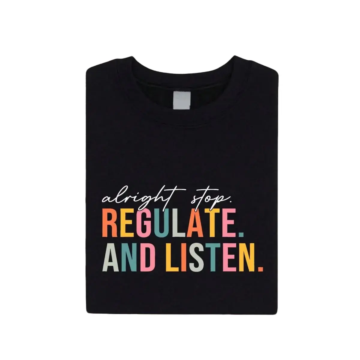 Women's Short-Sleeve Boxy Drape Vintage Graphic T-Shirt - Casual Fit, Sensory Regulation, Guidance Counselor Psychologist Gift, SSN-177