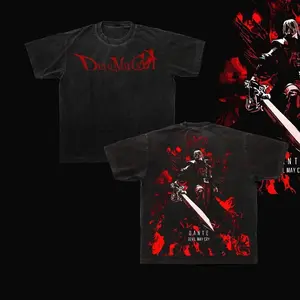 Retro Vintage Limited DMC5 Devil May Cry Dante Tshirt, Dante Tee V3, Anime Double Printed Washed Tshirt, Oversized Anime Manga, DMC5 Game Fans, Devil May Cry DMC5 Fan, Devil May Cry Merch