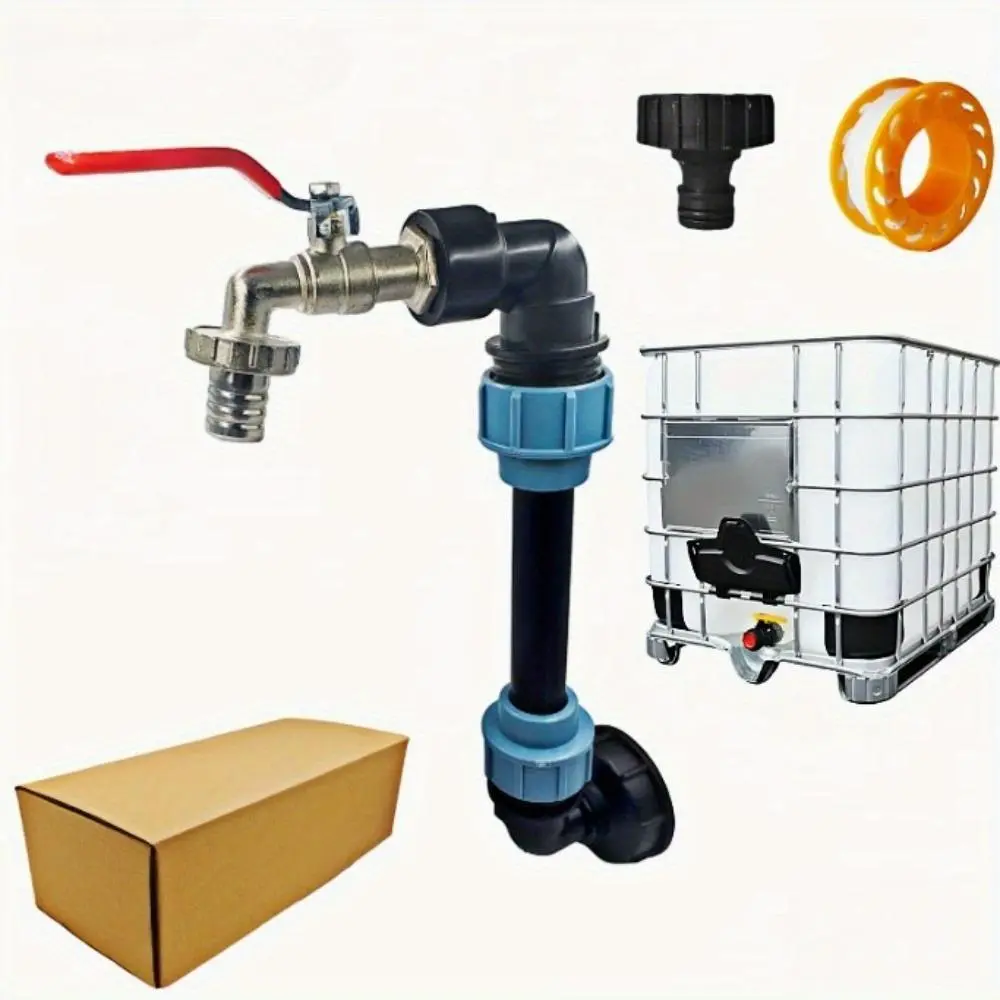 Universal Ibc Tote Adapter Set, Bronze Color Flat Arm Connector with Pe Pipe Interface, Durable Rust-Resistant, Fits Water Hose, Water Tanks, Fish Tanks, Bathtubs, Garden Hose Connectors, Hose Attachment