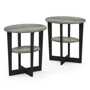 JAYA 2-Piece French Oak Coffee Table Set, 2-Tier Open Shelf Storage, Small-Space Friendly Apartment Furniture for Bedrooms, Living Rooms