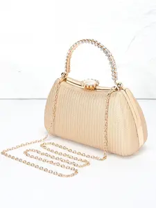 Minimalist Women's Evening Clutch , Marble-Patterned Lock Clasp with Rhinestones Crossbody Shoulder Bag with Long Chain Strap Ideal for Evening Events, Weddings, Parties, and Holiday Gifts, crossbody clutch purse