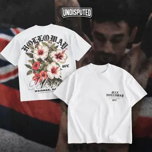 Max Holloway "Blessed" Hawaii Hibiscus UFC BMF Shirt, UNDISPUTED Fan Gear Heavy Cotton Tee, Hoodie Sweater Breathable DTG Print Menswear
