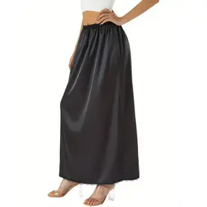 Half Slip Lace Long Underskirt Women's Satin Half Slip Half Slips for Under Dresses Slip Fabric Womenswear Maxi Black Bottom Polyester Slit Casual