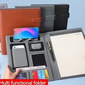High-End Multifunctional A4 File Folder with Sticky Notes, Office Storage Business Leather Document Manager, Contract Signing Book, Desk Organizer