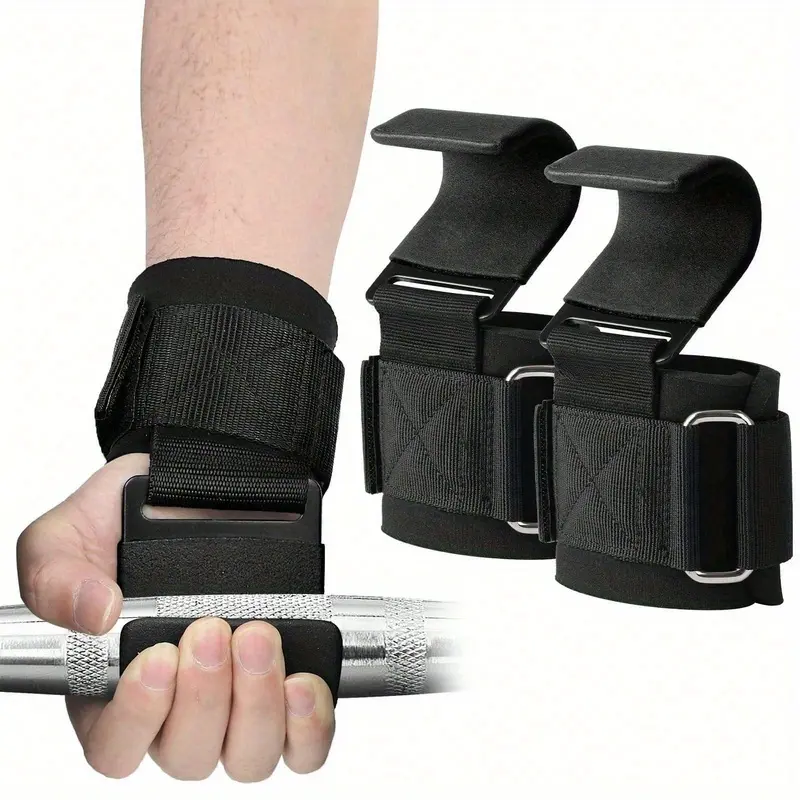 Black Nylon Wrist Straps for Weight Lifting, 2-Piece Adjustable Set for Barbell Training, Gymnastics, and Fitness, Workout Equipment, Gym Stuff, Wrist Straps Weight Lifting