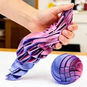 1pc 3D Printed Fidget Ball Toy, Stress Ball Without Net, Twistable Gear Sphere with Liquid Flow Effect for Stress Relief Fidgeting & Anxiety Relaxation, Desk Toy for Office, Home, Travel (Purple)