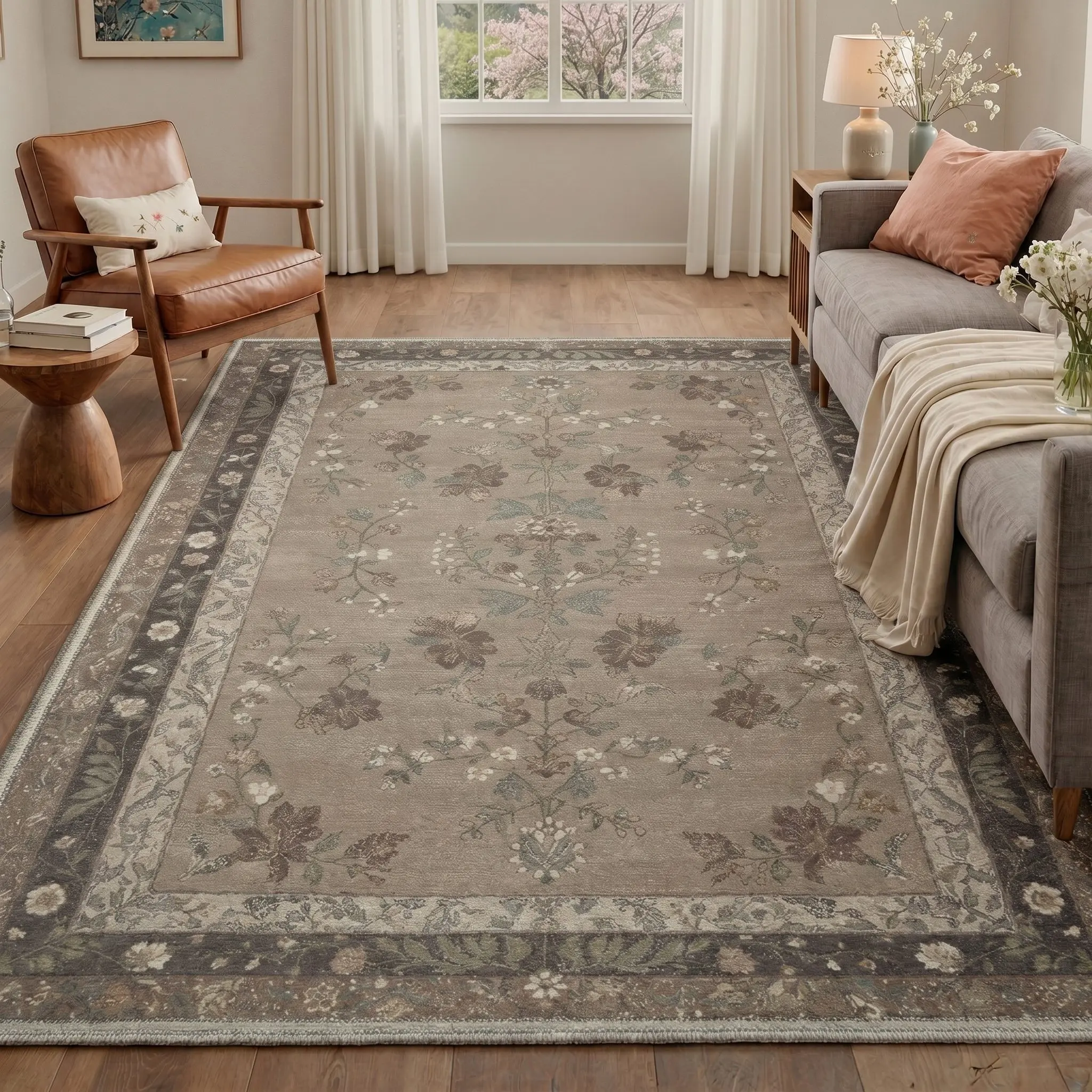 【Deals For You Days】BEIMO Area Rug – Soft, Non-Slip, Pet Friendly, Machine Washable Floor Rug, Home Carpet, Stylish Decor for Any Room ,ARF2080-OCHRE BLOOM
