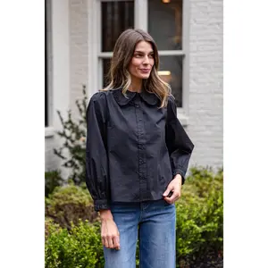 Everyday Ease Ruffle Button-Down Blouse
