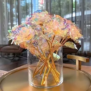 10pcs Eternal Roses, Artificial Crystal Flowers, Artificial Rose Bouquet, Decorative Artificial Flowers, Perfect for Valentine's Day, Christmas, Mother's Day, Wedding Gifts