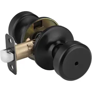 Privacy Matte Black Interior Door Knobs with Lock, Privacy Door Handles for Bathroom Bedroom, 1 Pack