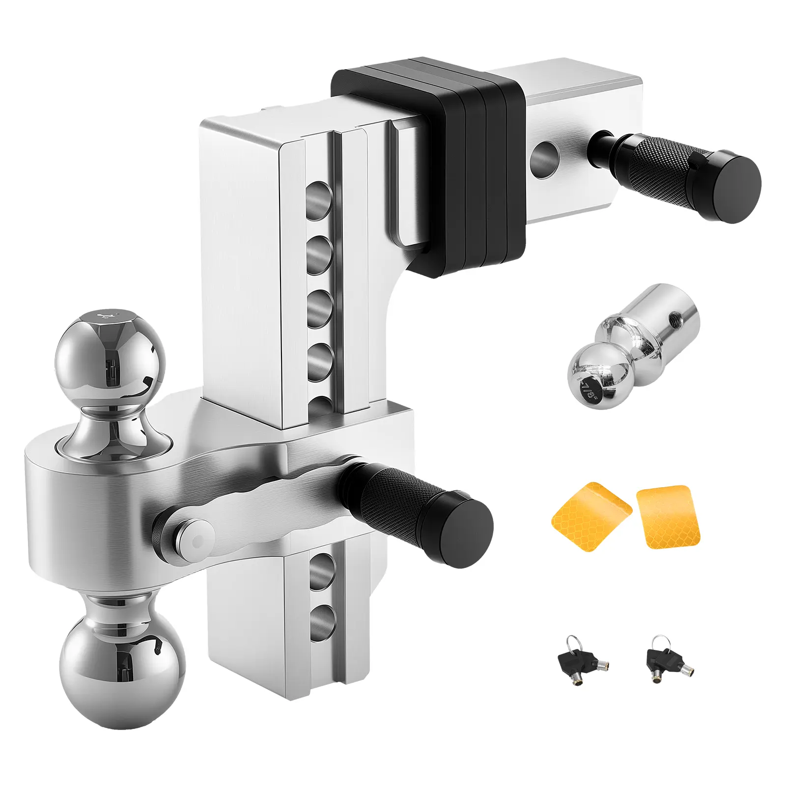 【Summerfinds】VEVOR Adjustable Trailer Hitch,8-Inch Drop HitchTri-Ball Mount for 2.5-Inch Hitch ReceiverTrailer Ball Size 1-7/8"2" & 2-5/16"Max 18500 lbs Ball HitchTowing Hitch for RVsATVsand Trucks,car accessories
