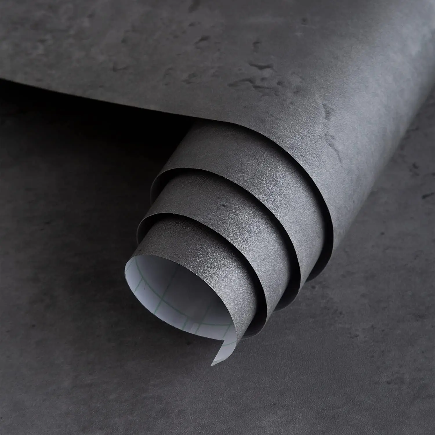 16"x354" Dark Grey Black Concrete Wallpaper Peel and Stick 3D Thick Faux Concrete Cement Contact Paper Vinyl Wrap Stained Matte Textured  Wall Sticker for Walls Bathroom Garage Living Room