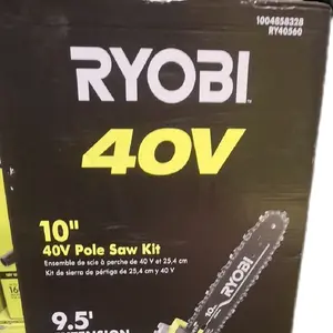 Ryobi 40V 10 Inch Polesaw Kit - 9.5" Extension - 1004858328 - RY40560 - Ideal for Outdoor Cutting Tasks with Battery and Charger