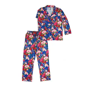 Briella Mommy Two Piece Set Bamboo Lounge Set Floral Outfit Buttons Loungewear Nightwear