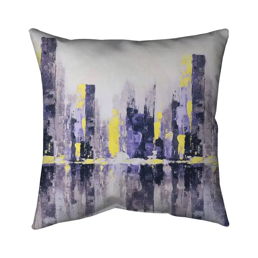 Begin Home Decor 5541-1616-CI130 16 x 16 in. Abstract Purple City Pillow - Modern Home Decor Cushion