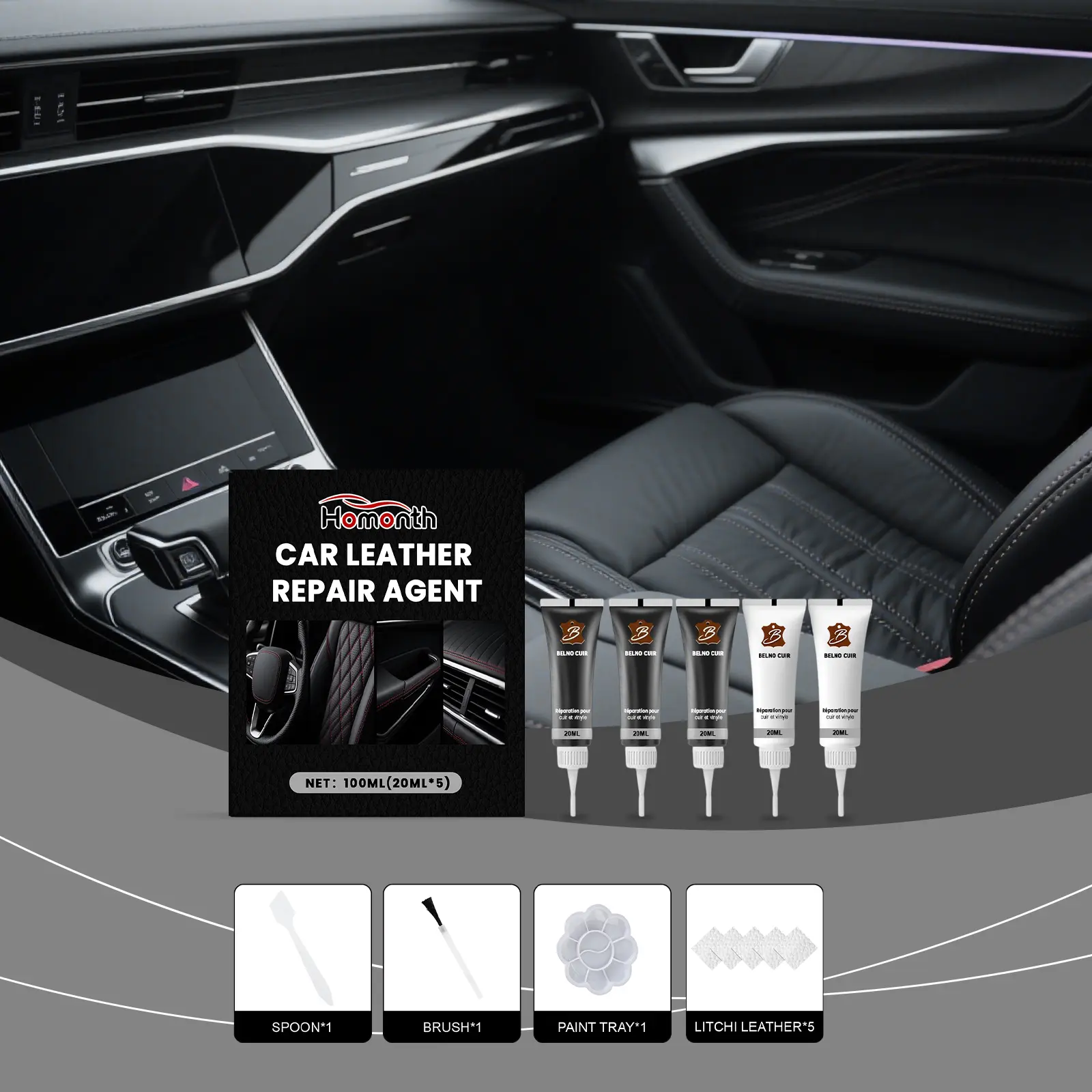 Car Leather Care Kit Leather Seat Interior Scratch Cover Leather Wear Touch-Up