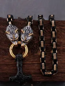 Viking Myth Hammer Design Pendant Necklace, Punk Style Stainless Steel Jewelry for Party, Daily Clothing Decor, Trendy All-match & Exquisite Jewelry for Birthday Gift, Chunky Chain Necklace