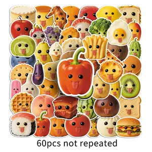Funny Food Stickers Set, Waterproof Vinyl Material, DIY Customizable, Perfect for Fridge & Lunch Boxes, Bring Joy and Laughter