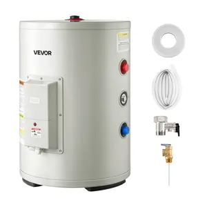 VEVOR 12 Gallon Electric Tank Water Heater, 1600W Point-of-Use Hot Water Heater with LED Display, Knob Control, Side Outlet, 120V Storage Design with TP Valve for Small Apartments Studios, Gray