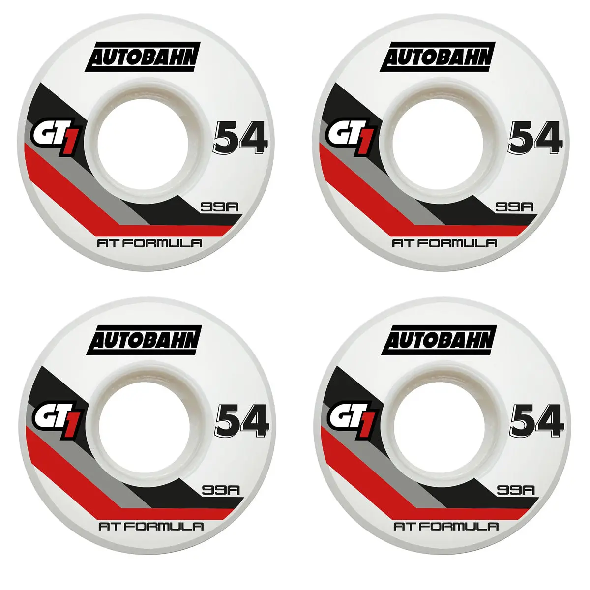 Autobahn Skateboard Wheels 54mm GT1 AT Formula 99A White