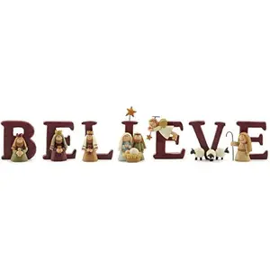 B-E-L-I-E-V-E Nativity Resin Christmas Decoration Set of 7 Letters - Size 1.75 in Tall