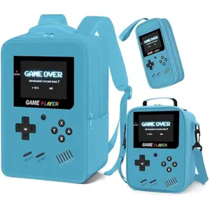 School Backpack for Boys,3pcs Gamer Boys Backpack with Lunch Box Set for Kids Children Teens Elementary Middle School,17" Large Capacity Student Bookbag & Multifunctional Video Game Travel Bag