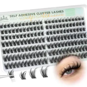 Self Adhesive Eyelash Clusters 168Pcs No Glue Lash Clusters Pre-glued Wispy Lash Extensions Self Adhesive Eyelashes Extensions Press on Individual Lash Extensions 10MM-16MM