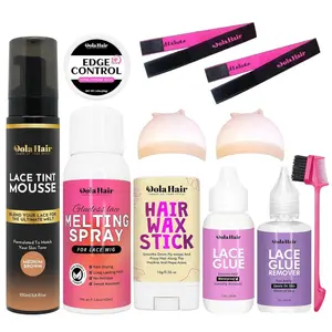 Lace Glue Kit - Complete Set with Lace Tint Mousse, Wig Installation & Melting Spray(Medium Brown)