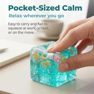 Square Gel Ice Cube Stress Ball, Slow Rebound Malt Sugar Island Shell Ice Cube, Portable Office Squishy Stress Relief Toy, 1 Piece