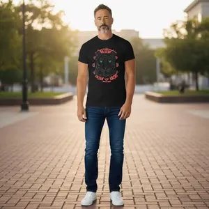 Tigre Negro Calendario Rojo Design Cotton T-Shirt for Men, Top Quality