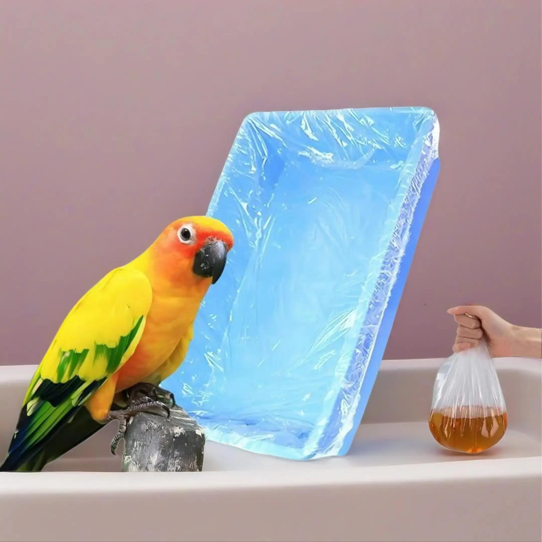 Bird/parrot plastic film covers; disposable plastic film liners; rabbit cage liner sets; dog cage liner sets; pet tray liners; toilet pee pads; cleaning mats