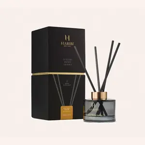 HABIBI NEW YORK Luxury Scented Reed Diffuser Set - 150ml Golden Hour Fruity Floral Aroma, Flower-Bouquet Inspired, Bamboo Sticks Tropical Home Fragrance Freshener with Vanilla Note