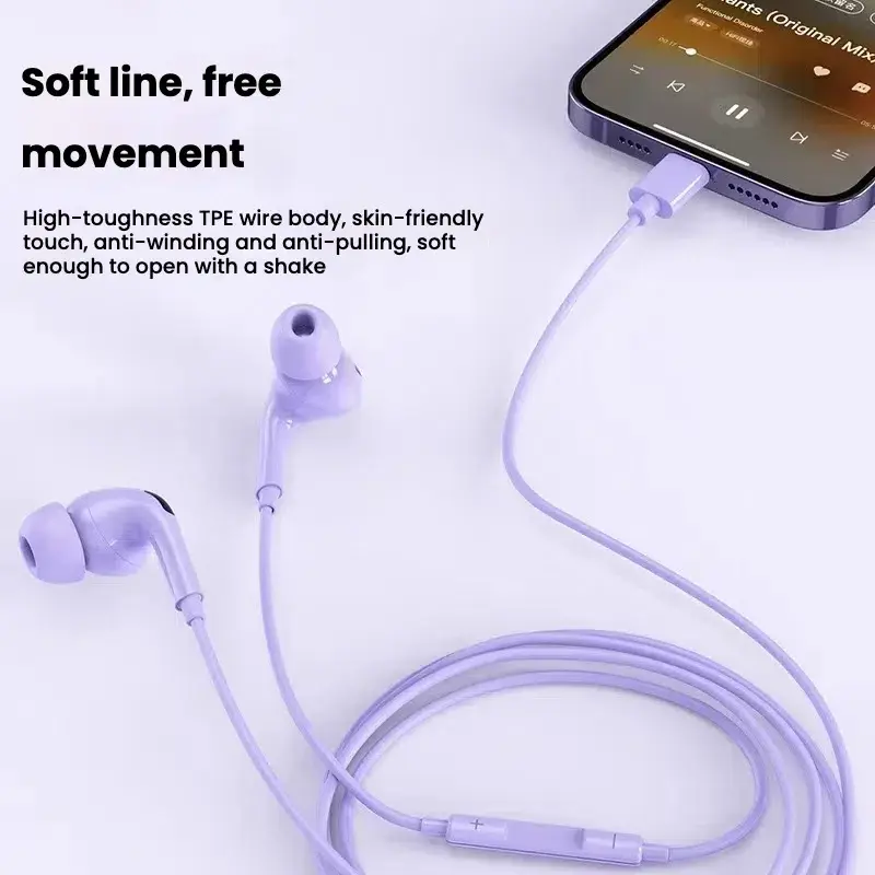 1.2M Wired In-Ear Sport Earbuds - Electronic Headphones with Earplugs, Hi-Fi Sound, Digital Chip Compatibility, Type-C Connection