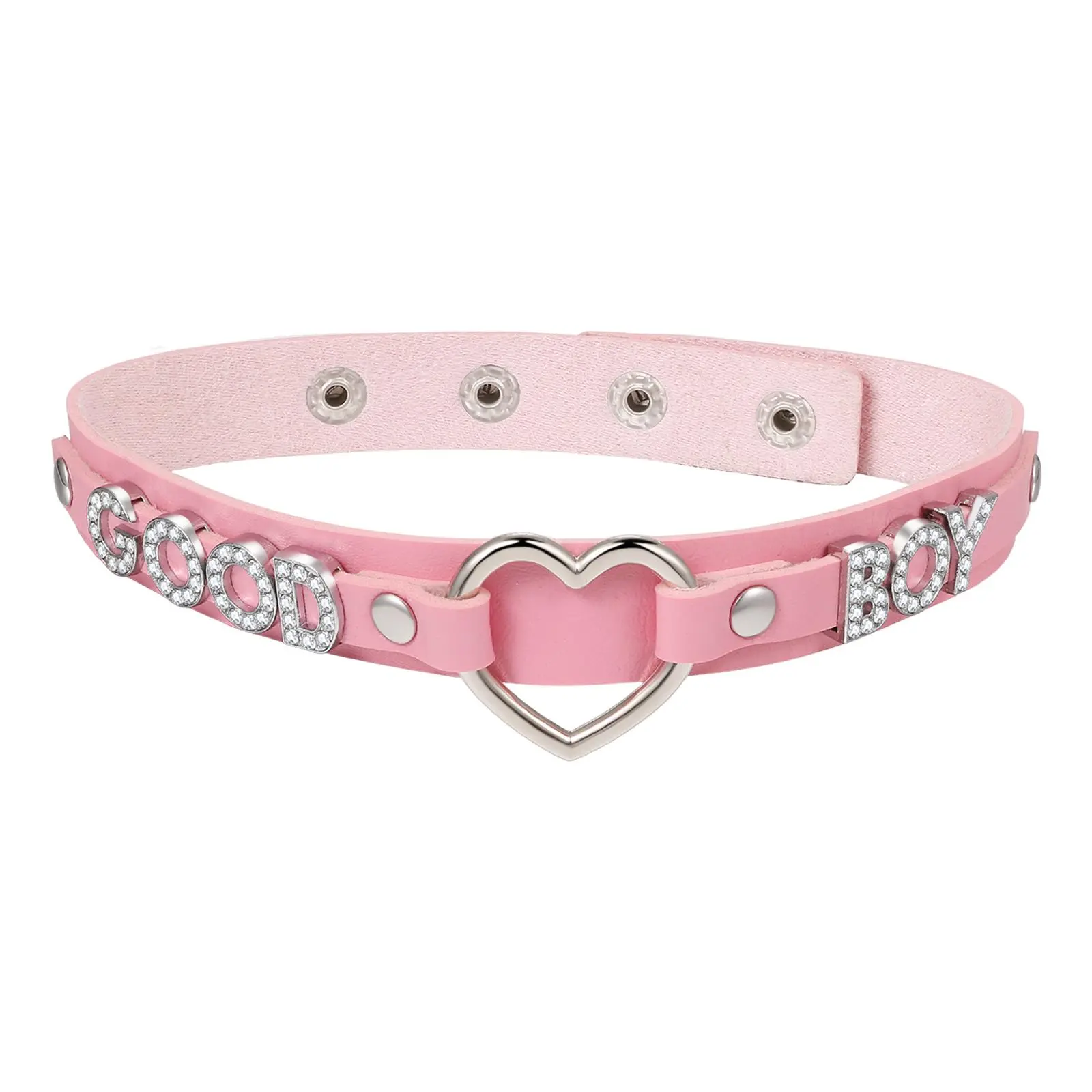 OIDEA Female Gothic Punk PU Leather Choker Necklace - Adjustable Collar with Rhinestone Letter Rivets, Ideal for Going Out Tops Pairing summerwins
