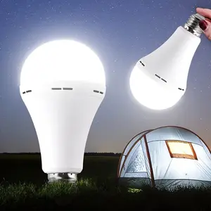 Rechargeable LED Emergency Light Bulbs 9W Equiv Self-Charging Backup Bulbs with 1600mAh Battery for Power Outages Camping and Tent Lighting Polished Finish White Camping Lights Modern Light Bulbs Smooth Surface Bulb Rechargeable Light Bulb