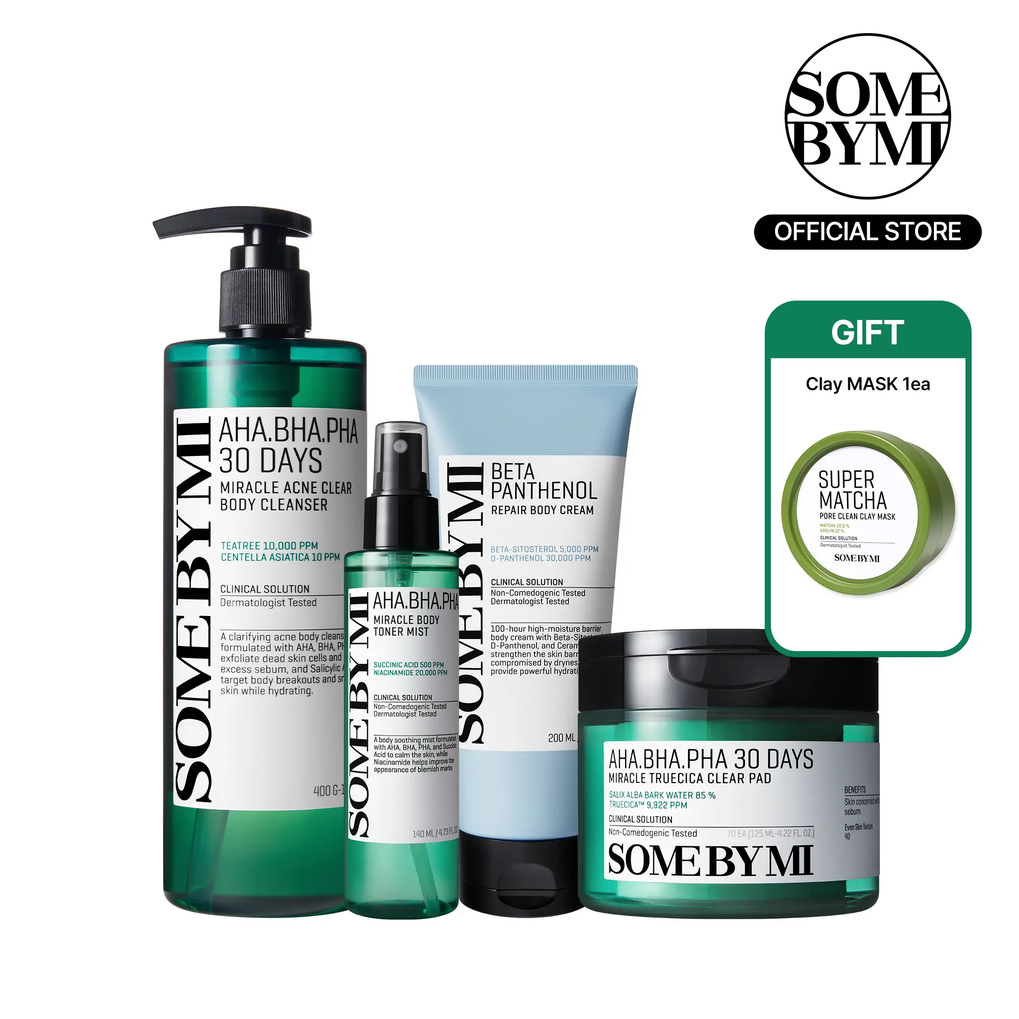 Body Exfoliating Solution Set - Korean Skincare - 4-Step Acne & Hyperpigmentation System - Salicylic Acid & Niacinamide - Smooth Skin Texture Care