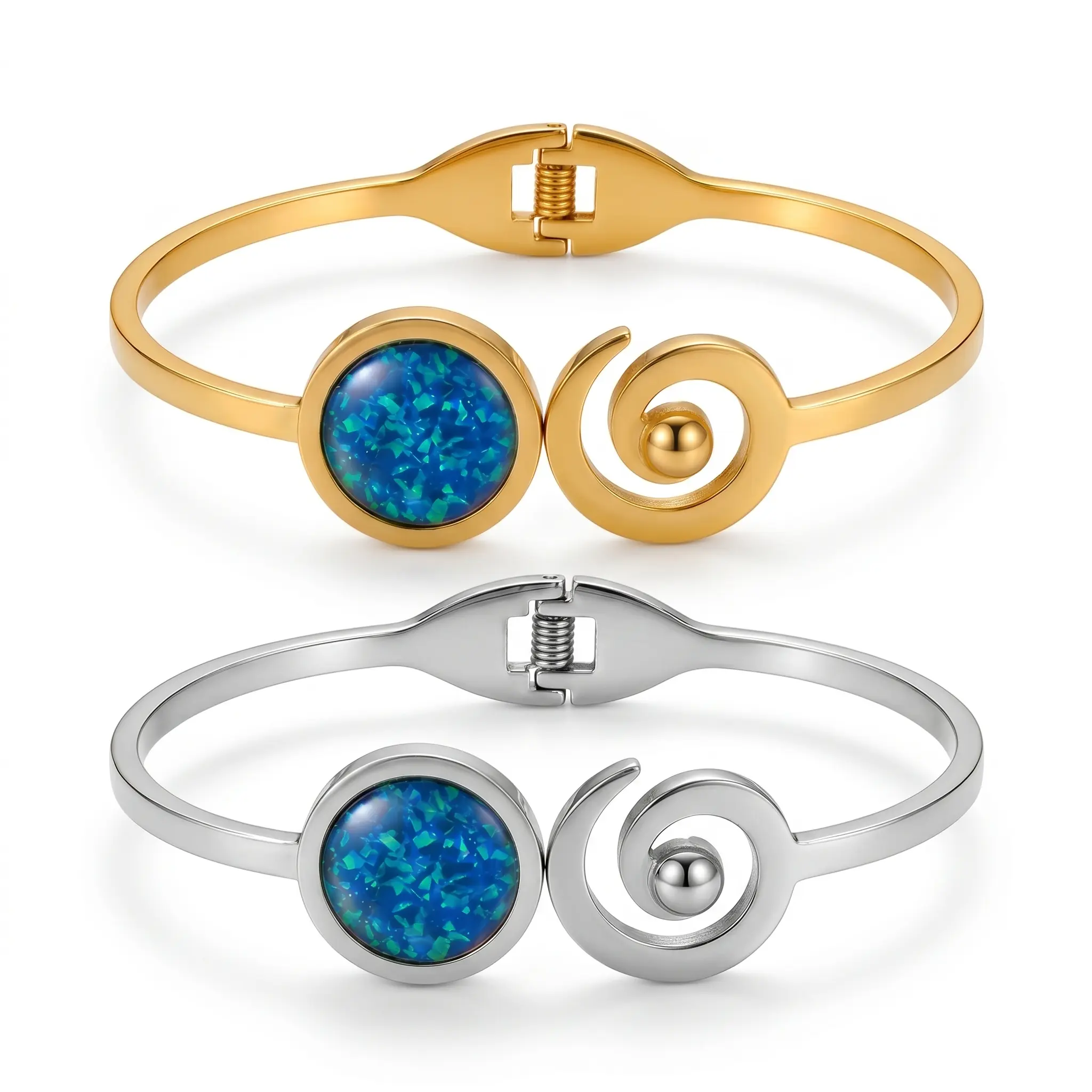 Aureva Ocean Spiral Bracelet- Gold or Silver Bracelet for Women