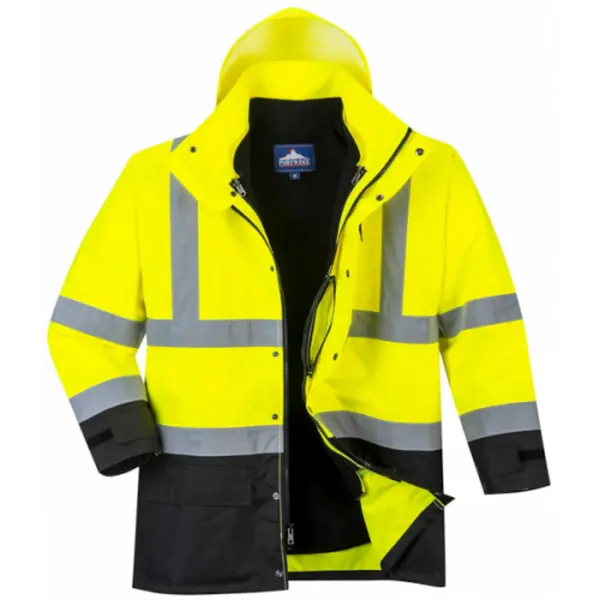 Portwest US768YBRS Small Hi-Vis 5-in-1 Executive Jacket - 300d Fabric, Abrasion-Resistant, Contrast Panel, Ergonomic Design, Yellow & Black
