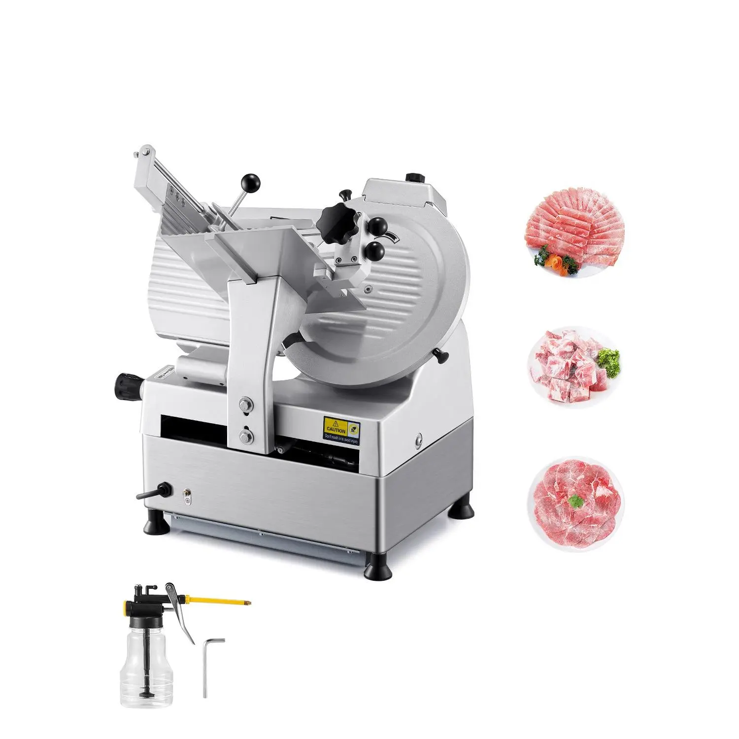 【Summerfinds】VEVOR Automatic Meat Slicer, 180W + 370W Deli Slicer with a 12 inch Premium 65Mn Blade, 0-0.3 inch Adjustable Thickness, Electric Food Slicer Machine for Meat, Vegetables, Hard Bread, and Cheese Burger Maker