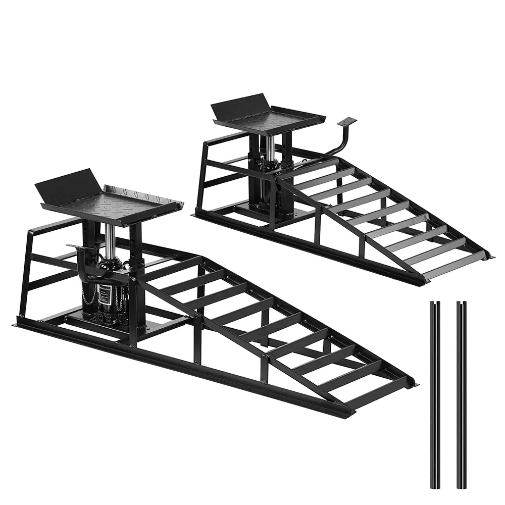 (2 Pack with pedals) 5T 10000LBS portable car repair ramp lift, garage hydraulic lift ramp, automotive hydraulic repair lift bracket, special tool for vehicle maintenance, black