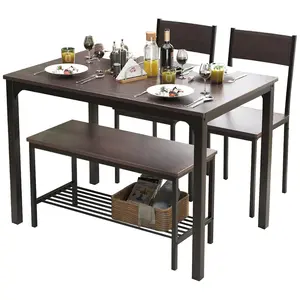 4 Piece Dining Table Set w/ 2 Chairs & 1 Bench,Modern Kitchen Table, Kitchen Table Set Breakfast Table Set, Breakfast Nook & Coffee Time