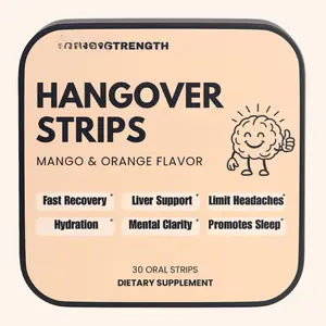 Goat Strength Hangover Strips Mango & Orange Flavor 30 Oral Strips with Curcumin 20mg Andrographis 15mg Chicory 15mg Phyllanthus 15mg Natural Wellness Recovery Supplement