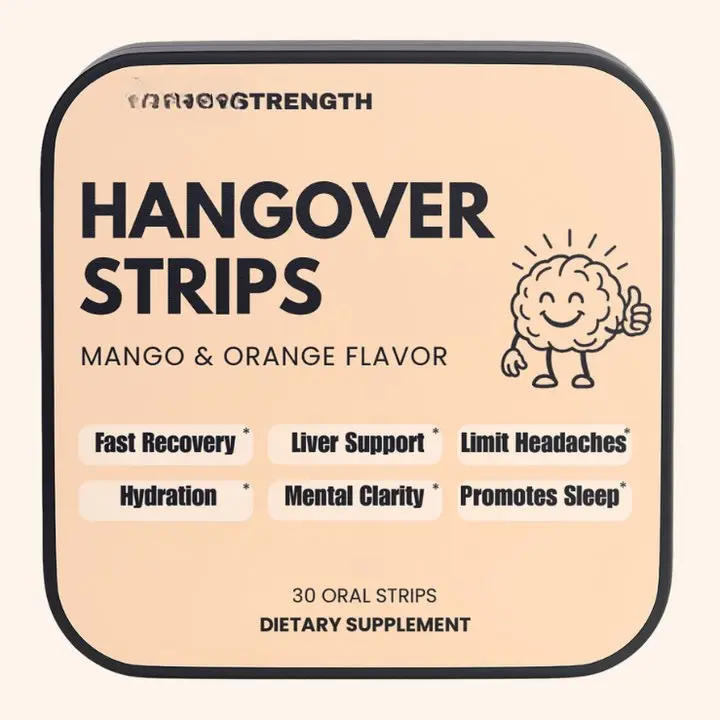 Goat Strength Hangover Strips Mango & Orange Flavor 30 Oral Strips with Curcumin 20mg Andrographis 15mg Chicory 15mg Phyllanthus 15mg Natural Wellness Recovery Supplement