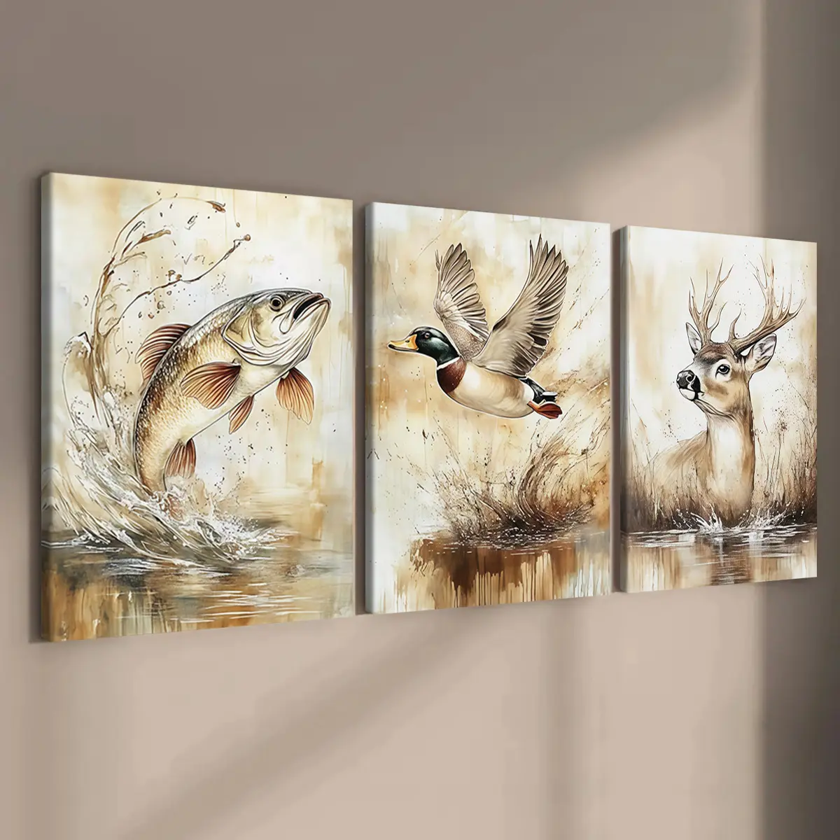 Vintage Wildlife Art Poster Set, Modern Wall Decor, High-Definition Print, Waterproof Canvas Prints, Ideal for Hallway & Living Room