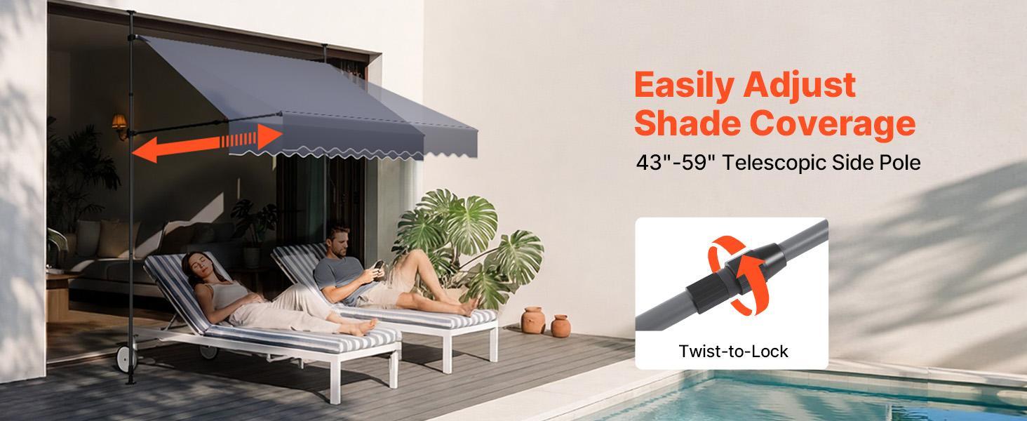 VEVOR Sturdy Manual Retractable Awning, 78" Polyester Parasol Canopy Sun Protection Shelter, Height-Adjustable with Crank Handle for Backyard, Garden - Canopies & Shade Retractable Roof Parasol#BackToSchool VEVOR Sturdy Manual Retractable Awning, 78" Polyester Parasol Canopy Sun Protection Shelter, Height-Adjustable with Crank Handle for Backyard, Garden - Canopies & Shade Retractable Roof Parasol#BackToSchool