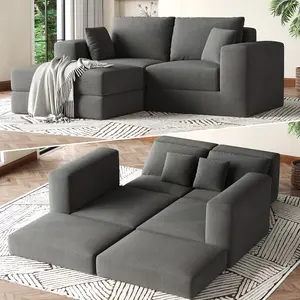 80" L-Shaped Modular Sectional Sofa Bed No Assembly Reversible Chaise Cloud Couch Non Slip Deep Seat Chenille Corduroy Comfy Home Furniture for Small Living Spaces | SHIPS IN MULTIPLE PACKAGES