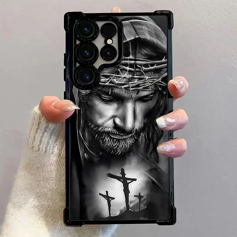 Thorned Sacred Icon Phone Case, Luxury Designer Protection For iPhone/Samsung 17 16 15 14 12 11 X Pro Plus, Personalized Durable Accessories For Stylish Phone Users