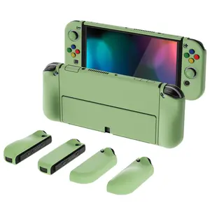 PlayVital AlterGrips Protective Slim Case for Nintendo Switch OLED, Ergonomic Grip Cover for Joycon, Dockable Hard Shell for Switch OLED w/Thumb Grip Caps & Button Caps - Scarlet Red