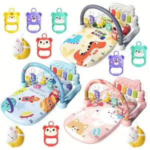 Fitness Rack Toy, Music Pedal Piano Crawling Mat With Moon Night Light, Fun and Educational Fitness Rack Toy, Christmas Birthday Halloween Gift, Random Accessories Color, Padded Play Mat